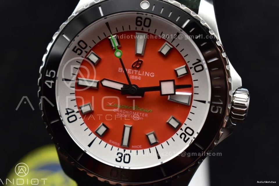 Rubber SuperOcean BLSF FashionForward 1:1 Automatic Orange 42 on Green Strap SS A 1164 Best Edition Dial 1226